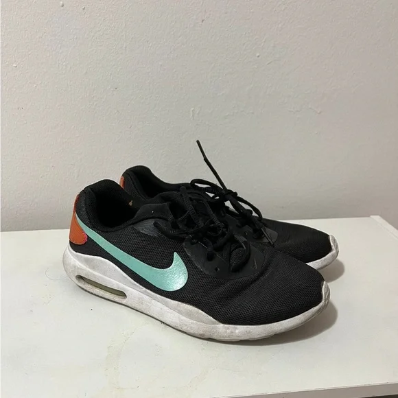 Nike Black Sneakers with Teal Swoosh - Picture 2 of 2